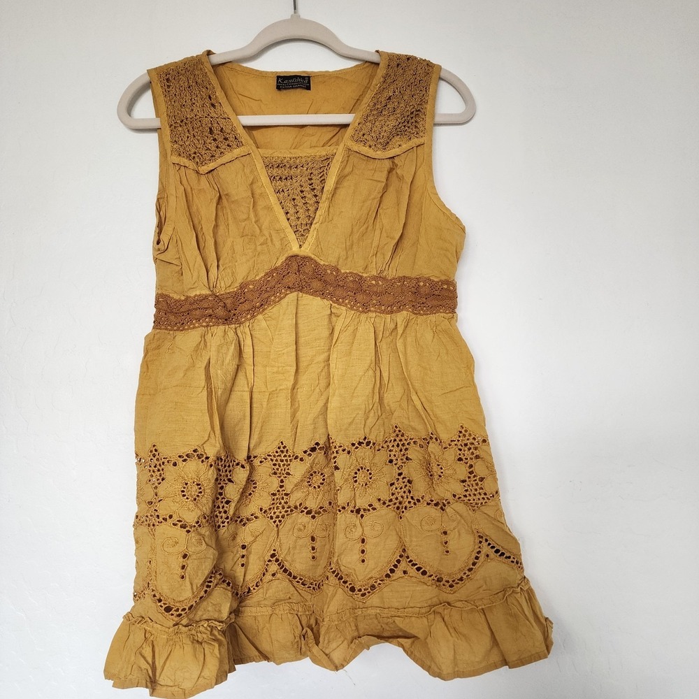 Kanishka Cotton Boho Shirt Mustard Color Size Junior XL